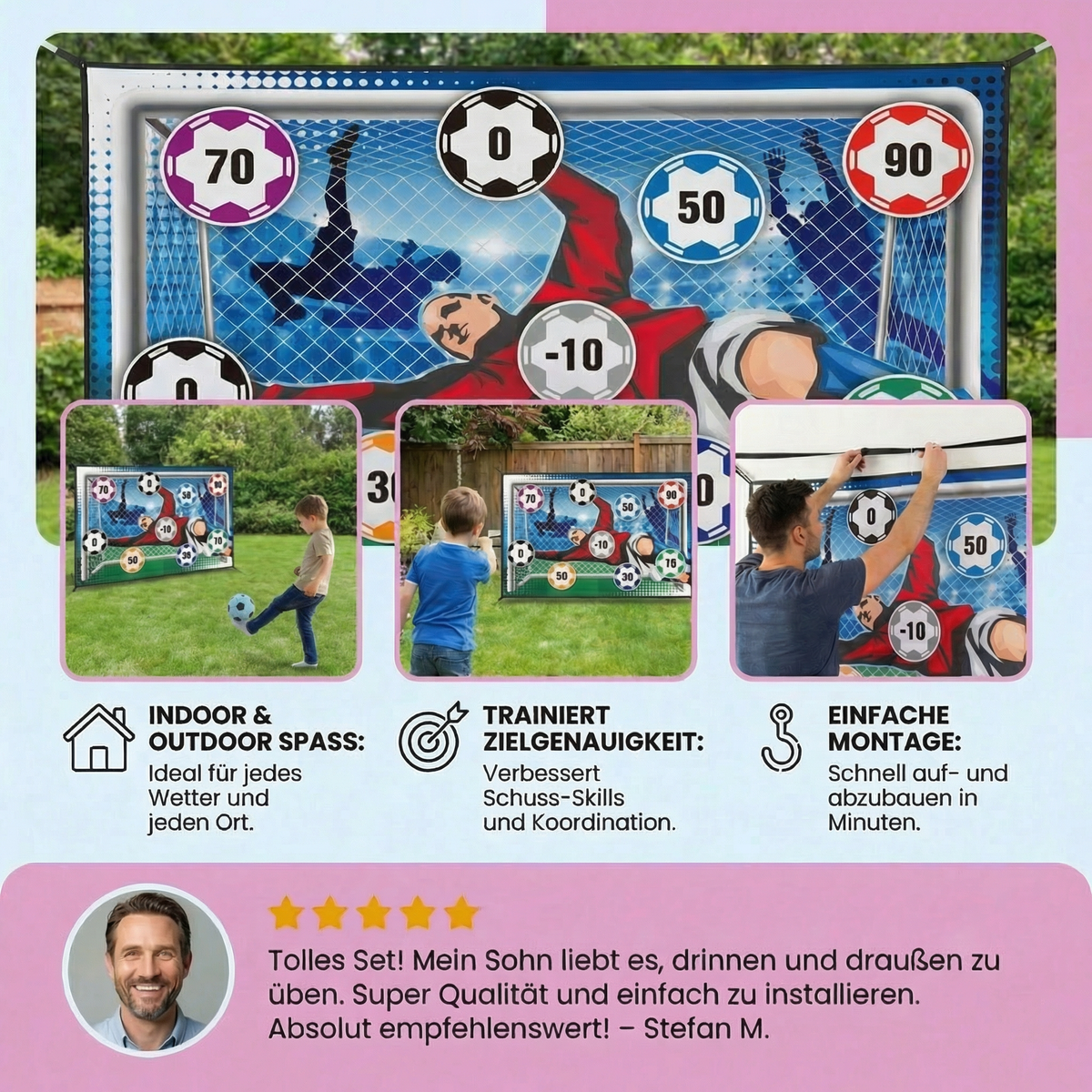 Klebende Fußball Zielschuss Wand  – Indoor & Outdoor Trainings- und Spielset