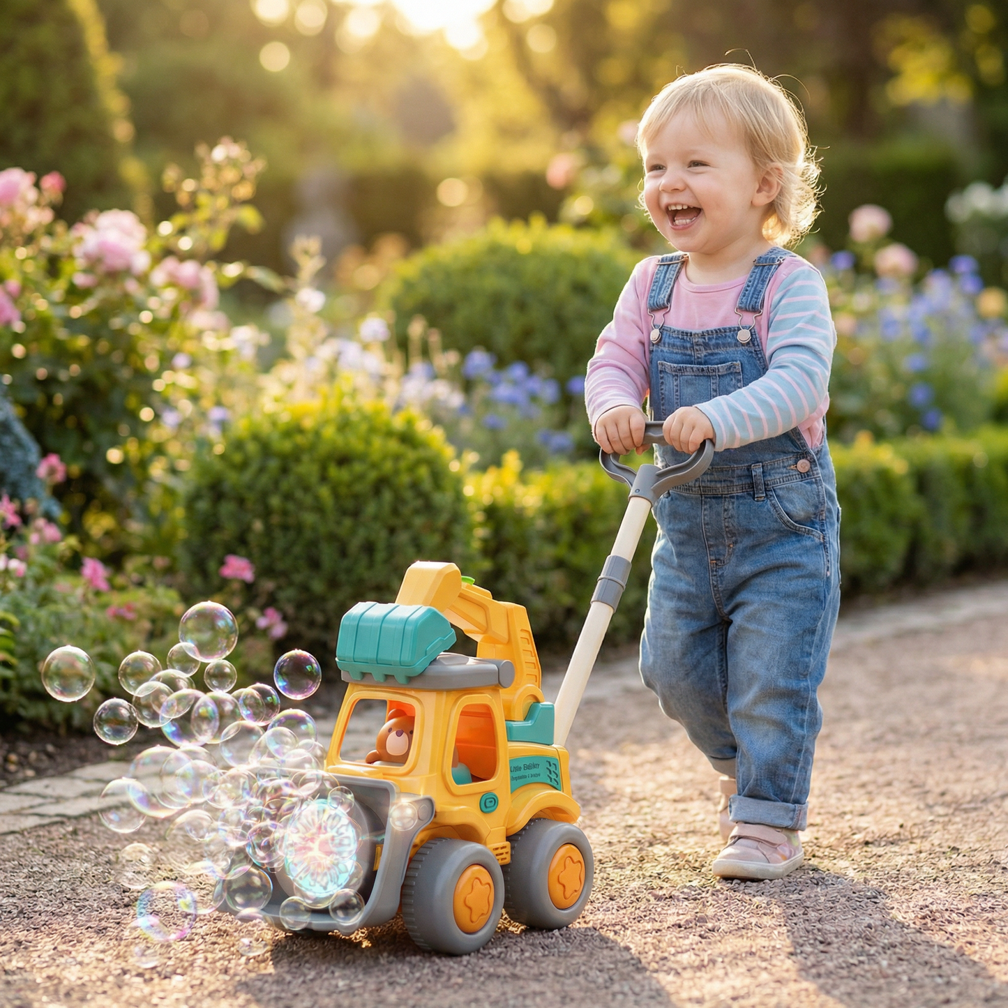 Leuchtender Seifenblasenwagen – Schiebe-Spielzeug für Kinder