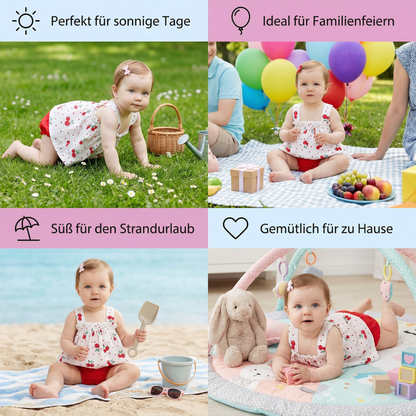 Sommerliches 2-teiliges Baby-Mädchen Set – Kariertes Trägerkleid mit passendem Höschen