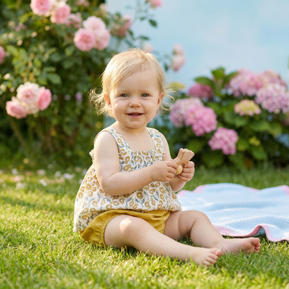 Sommerliches 2-teiliges Baby-Mädchen Set – Kariertes Trägerkleid mit passendem Höschen