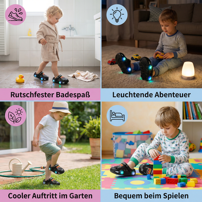 Leuchtende Auto-Kinderslipper – Badeschlappen mit rutschfester Sohle