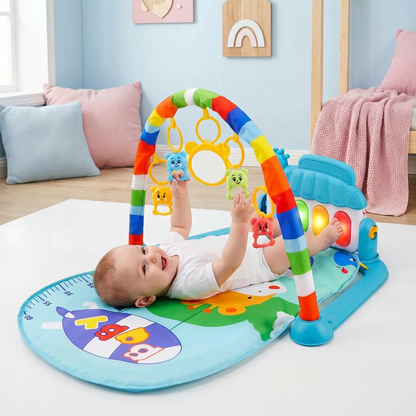 Baby Musik-Spielbogen mit Piano – Interaktive Sensorik Krabbeldecke für 0-24 Monate
