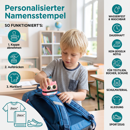Personalisierter Namensstempel für Kinder – dauerhaft für Kleidung und Schulmaterialien