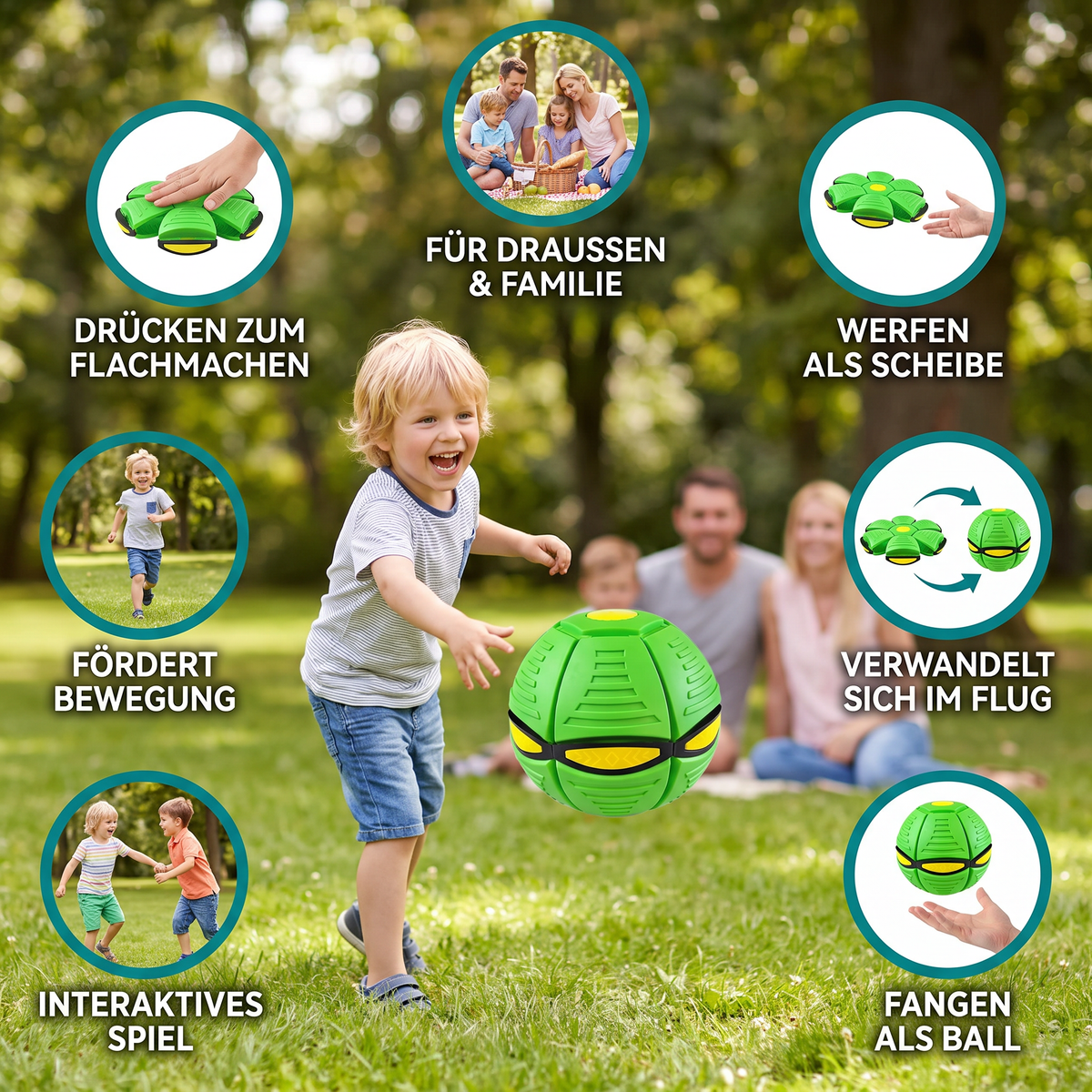 Magischer verwandelbarer Flug-Scheibenball – Interaktives Spielzeug für Kinder