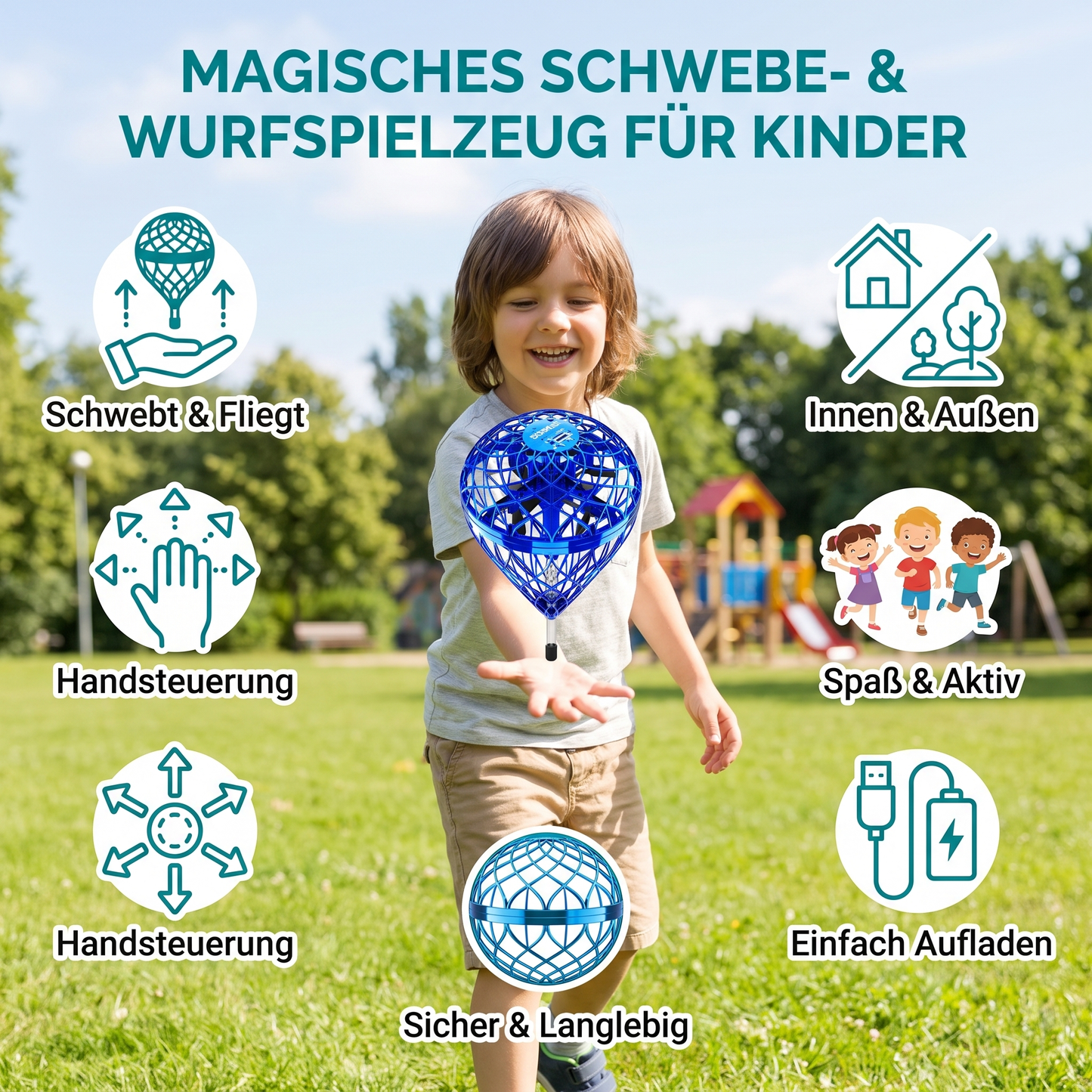 Fliegender Hüpf-Orb-Ball – Magisches Schwebe- & Wurfspielzeug für Kinder