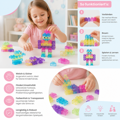 Zauberhafte Gummiblockchen, weiche Bausteine für Kinder