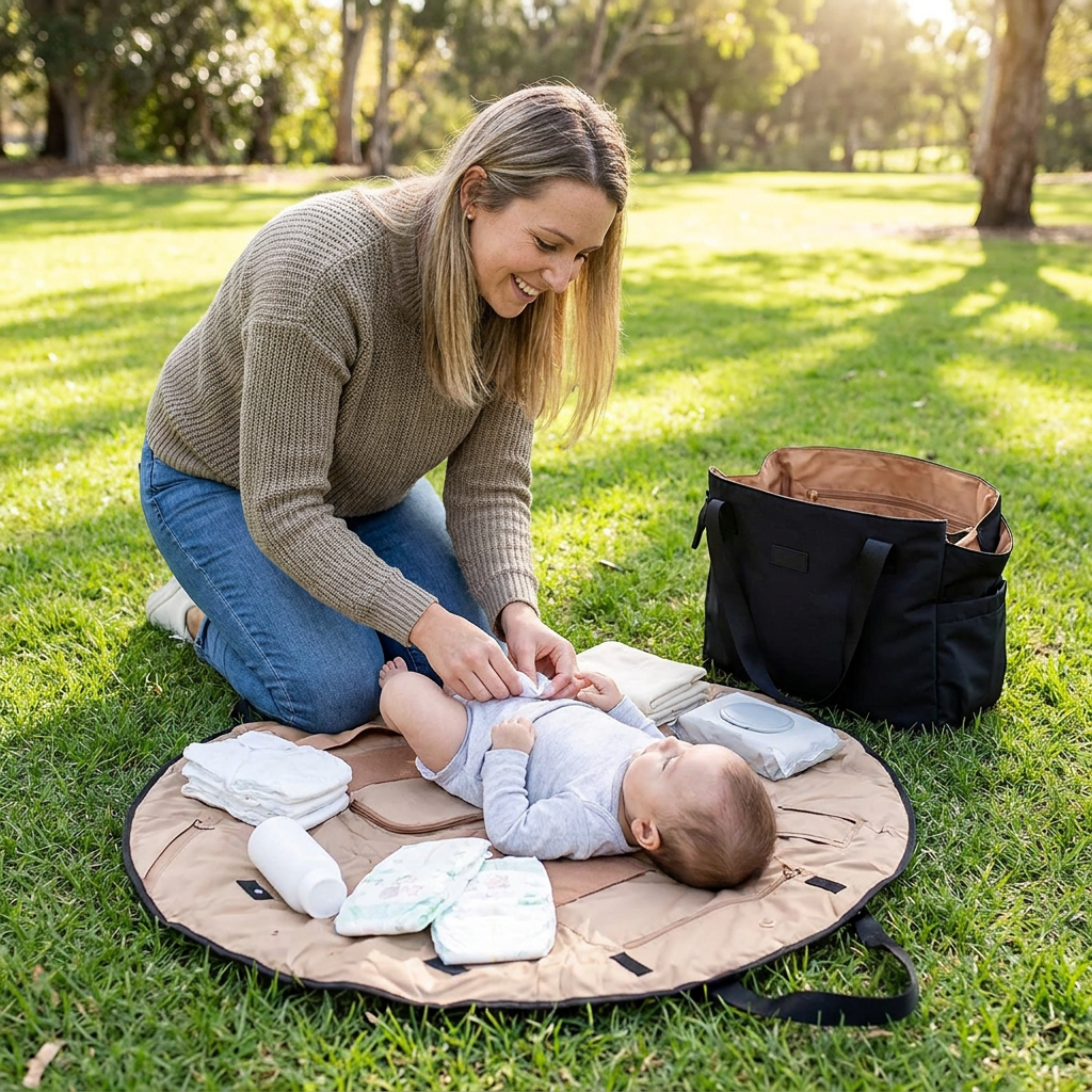 2-in-1 Faltbare Wickeltasche & Wickelunterlage – Leichte, geräumige Reisetasche für Mütter