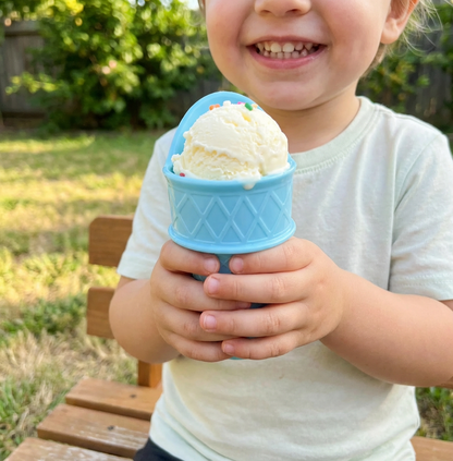 2er-Set Eisbecher im Waffel-Design – Kleckerfreier Eis Halter für Kinder