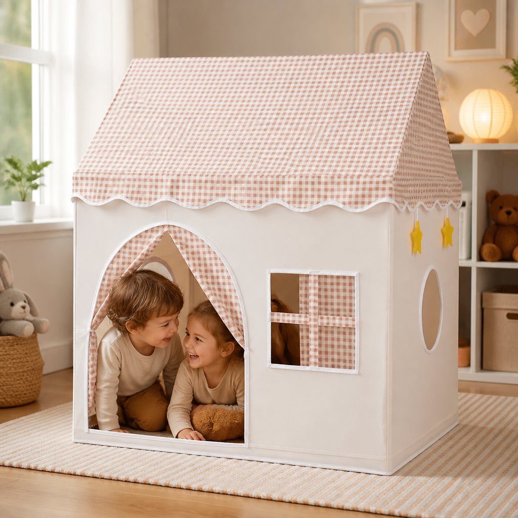 Kinder Spielhaus Zelt mit Karo-Dach