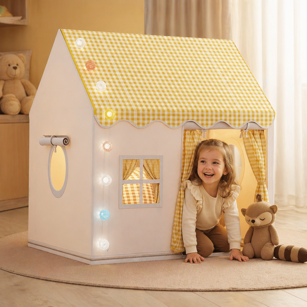 Kinder Spielhaus Zelt mit Karo-Dach