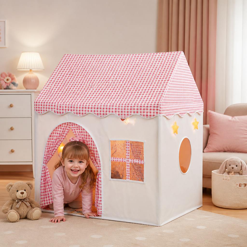 Kinder Spielhaus Zelt mit Karo-Dach
