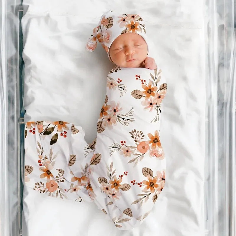 Neugeborenen Pucktuch mit Mütze – Weicher Baby Wickelsack aus Baumwolle