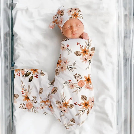 Neugeborenen Pucktuch mit Mütze – Weicher Baby Wickelsack aus Baumwolle