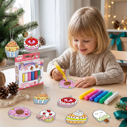 DIY-Weihnachtsanhänger-Bastelset mit kleberfreier Maltechnik für Kinder