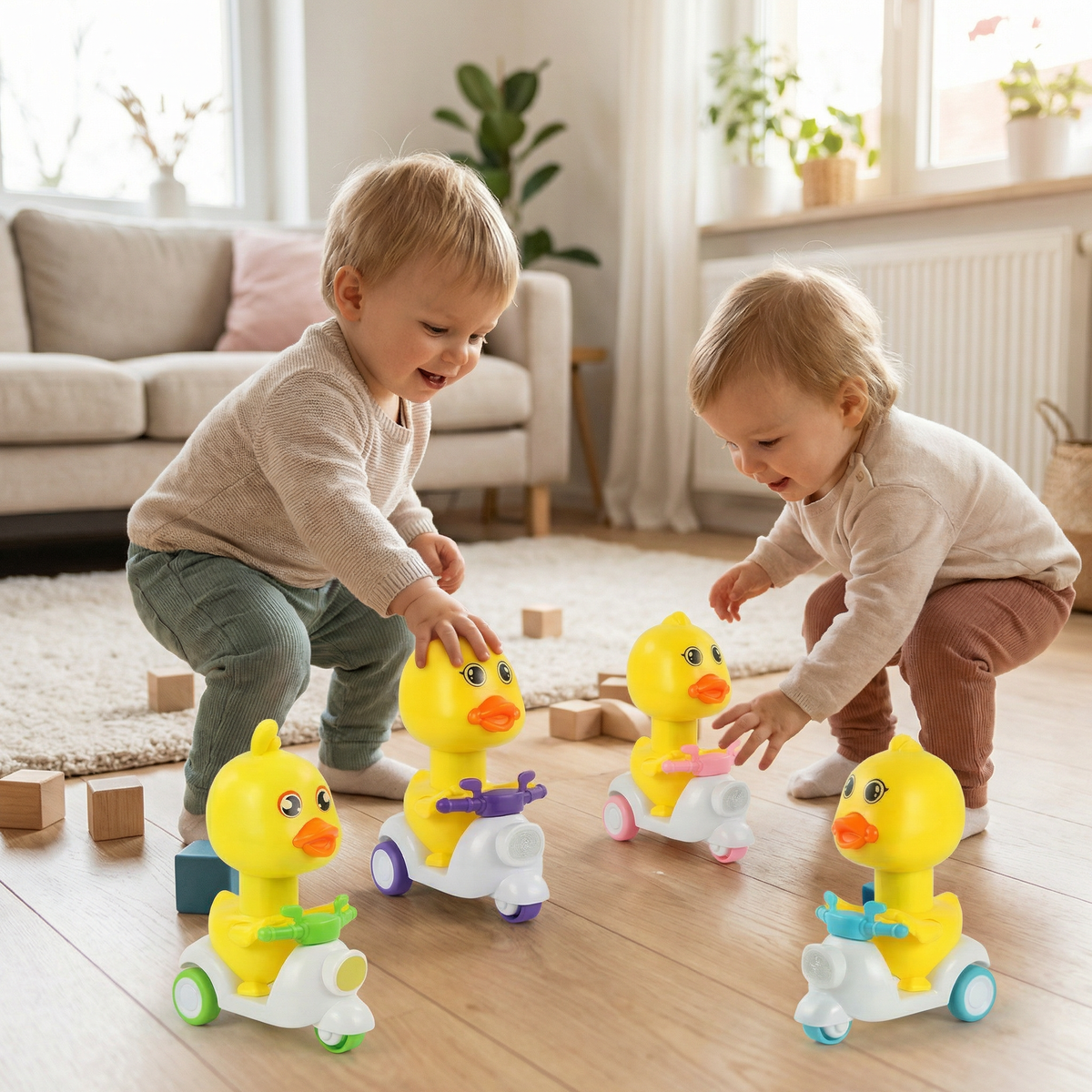 Gelbe Ente Roller Spielzeug – Drücken & Fahren für Kleinkinder