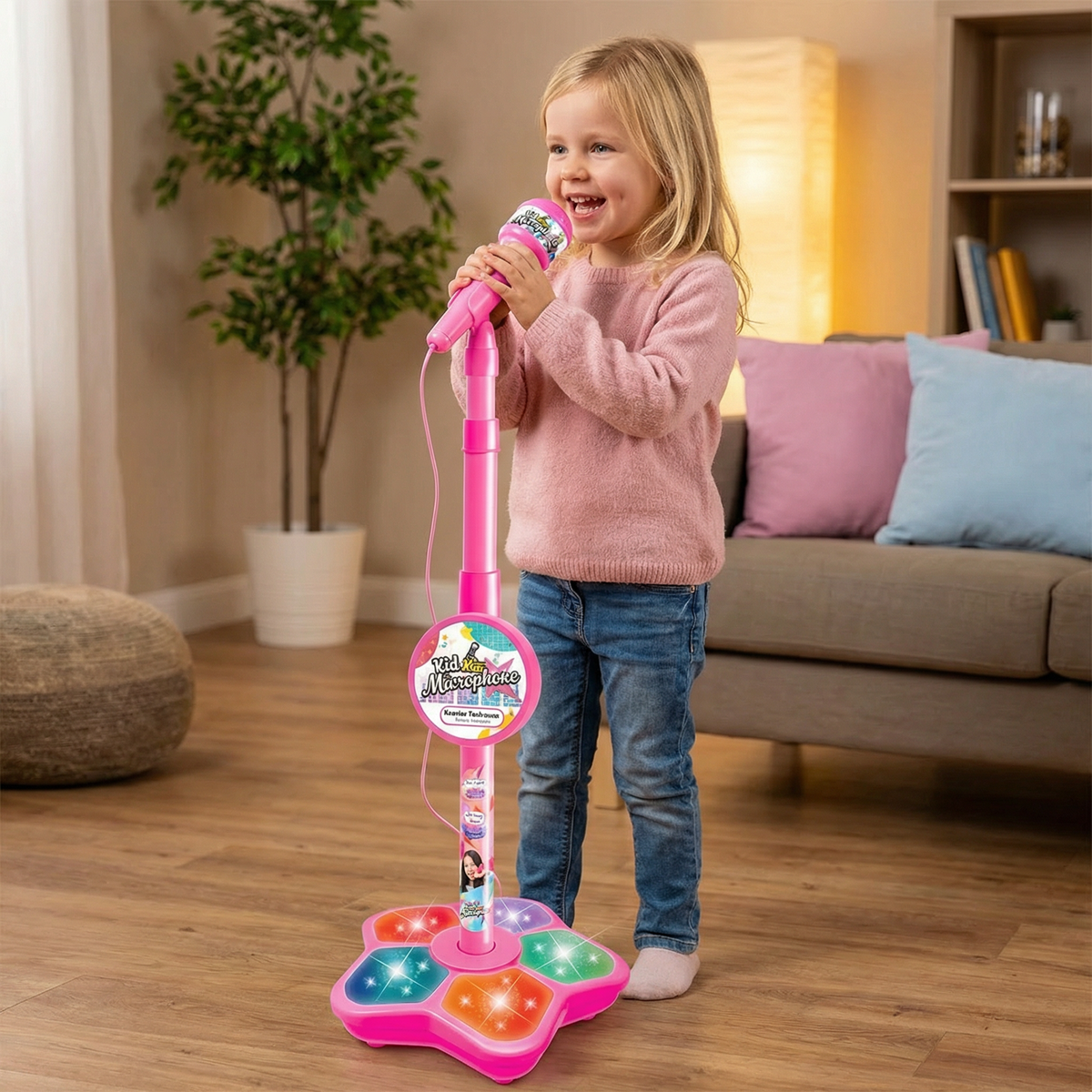 Karaoke-Set für Kinder mit Mikrofon & Ständer – Musikalisches Lernspiel
