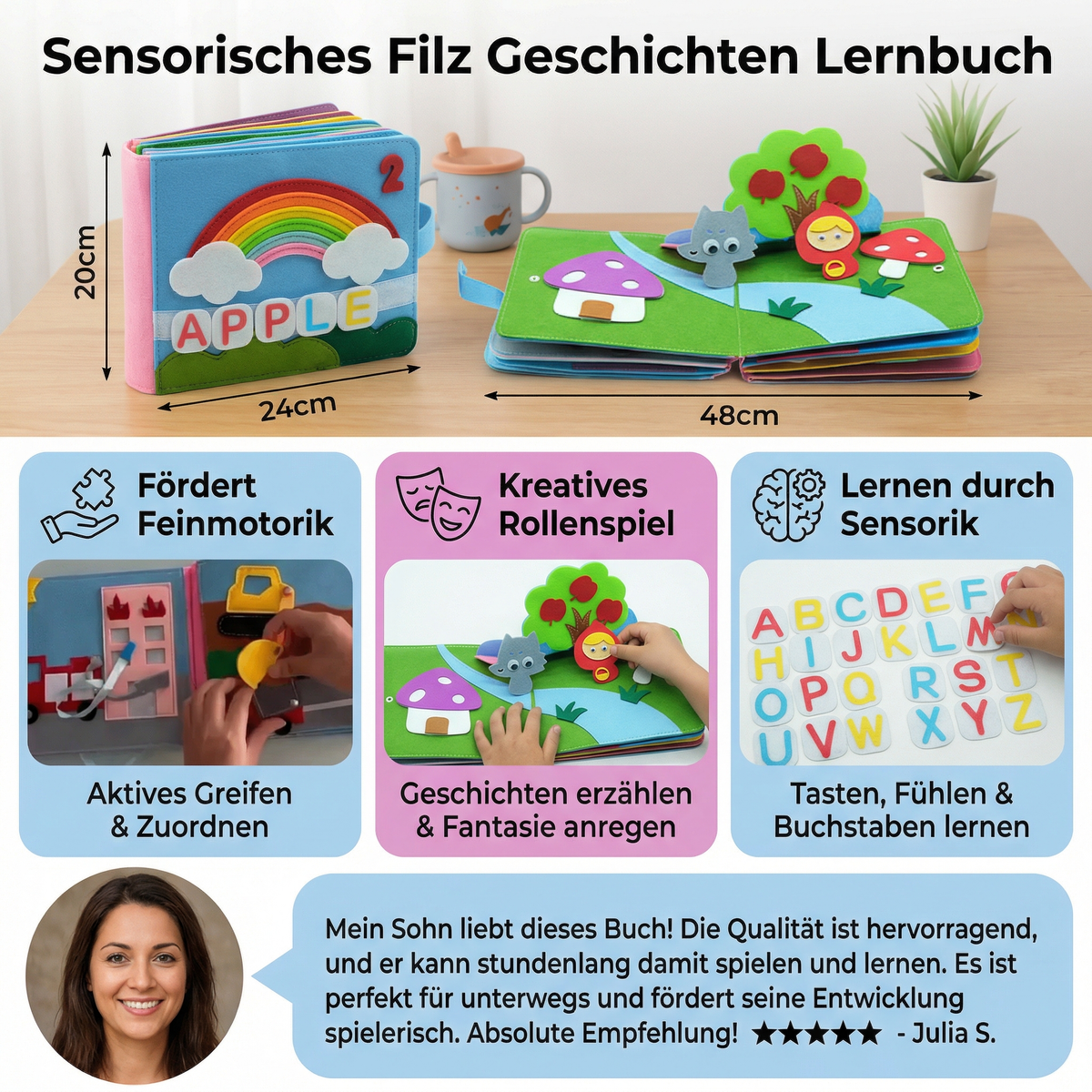 Sensorisches Filz Geschichten Lernbuch – Montessori Spielspaß für Kinder