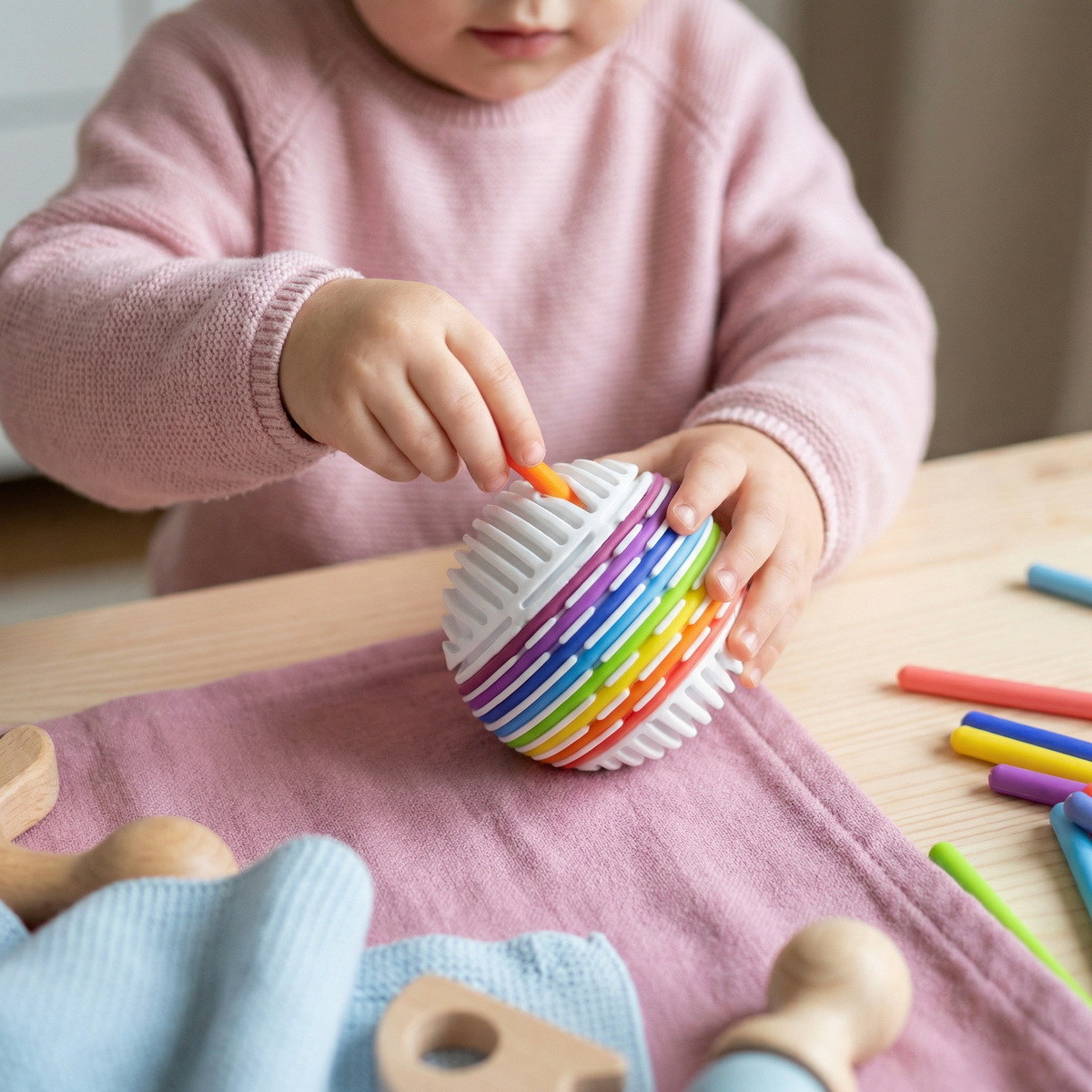 Montessori Sensorik-Ball – Farblern- & Motorikspiel aus Silikon