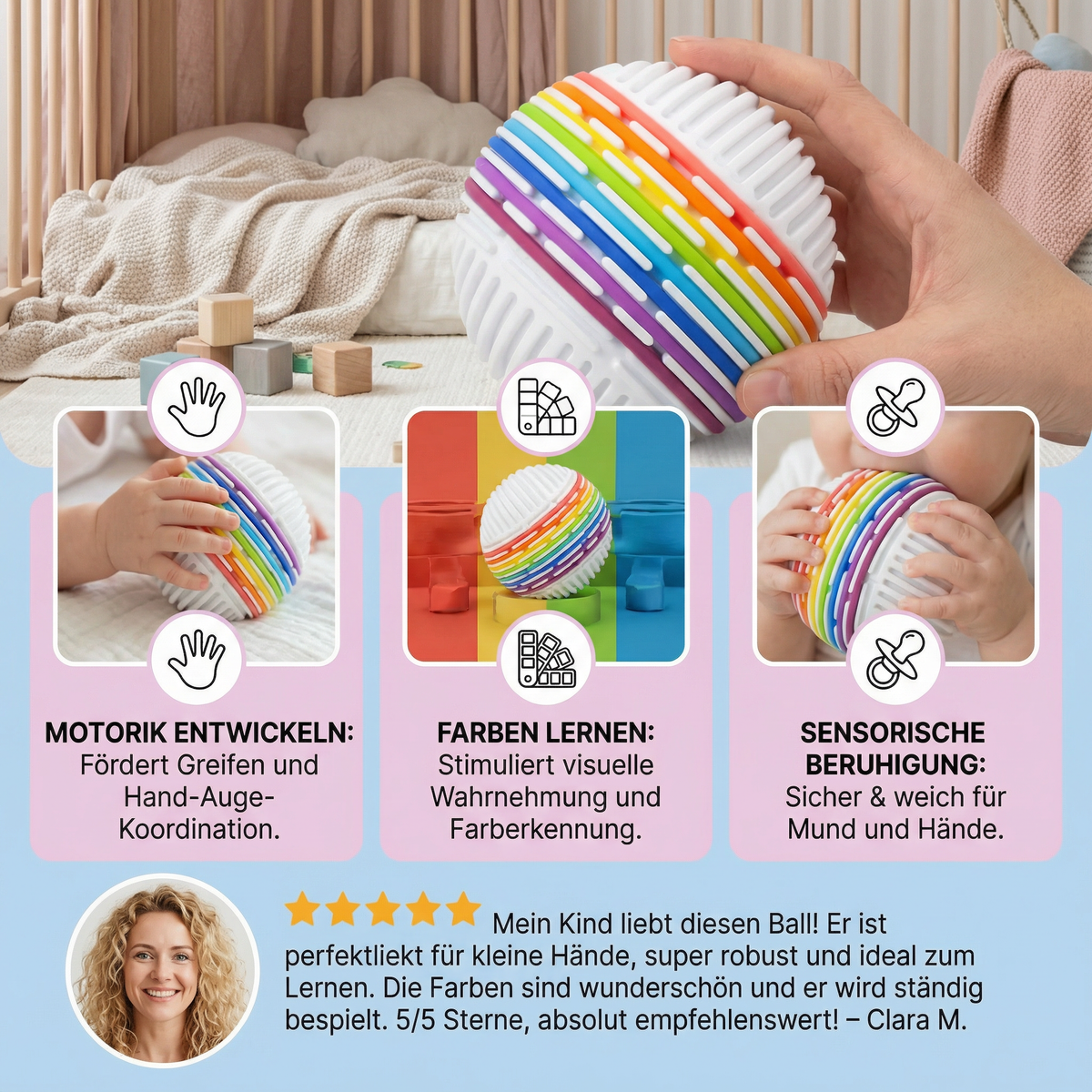 Montessori Sensorik-Ball – Farblern- & Motorikspiel aus Silikon