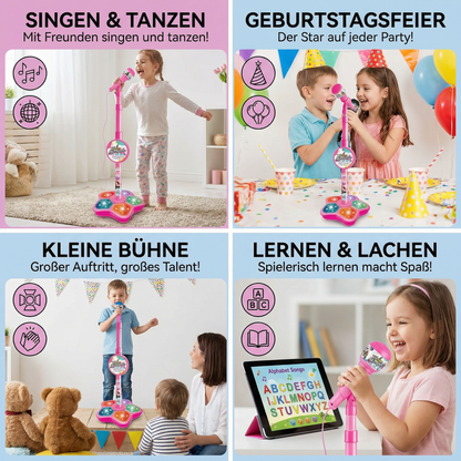 Karaoke-Set für Kinder mit Mikrofon & Ständer – Musikalisches Lernspiel