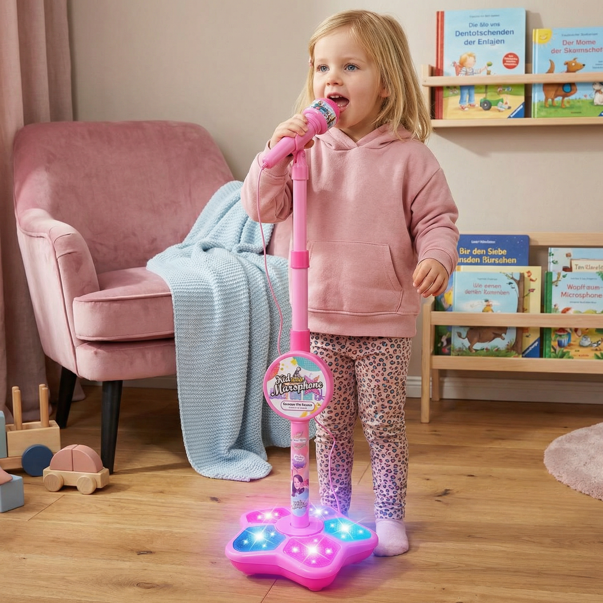 Karaoke-Set für Kinder mit Mikrofon & Ständer – Musikalisches Lernspiel