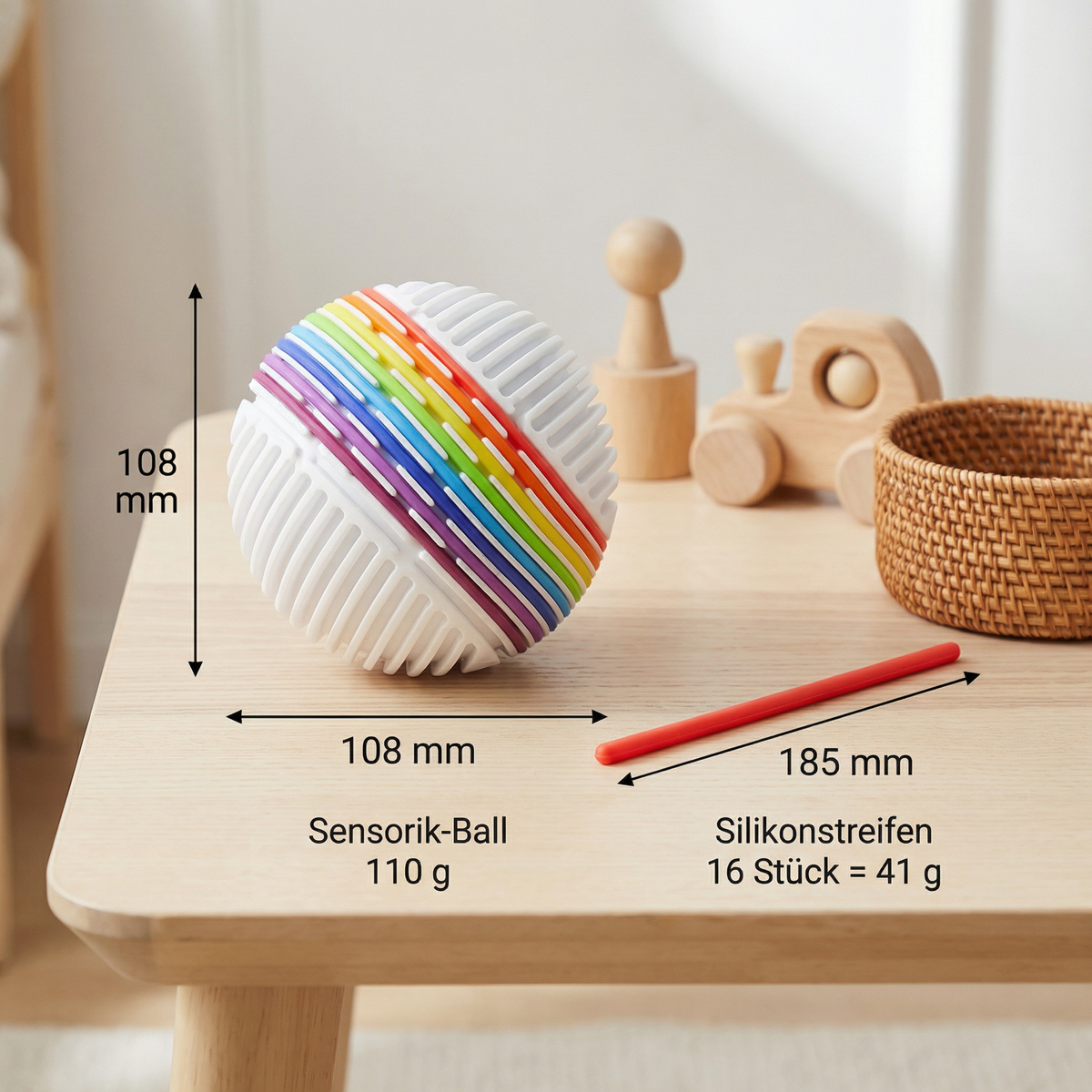 Montessori Sensorik-Ball – Farblern- & Motorikspiel aus Silikon