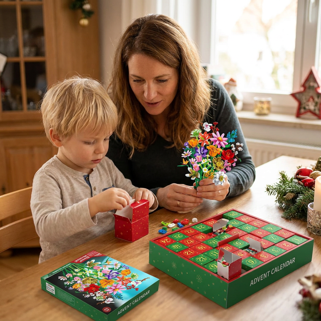 Weihnachts-Blumenstrauß-Baustein-Adventskalender
