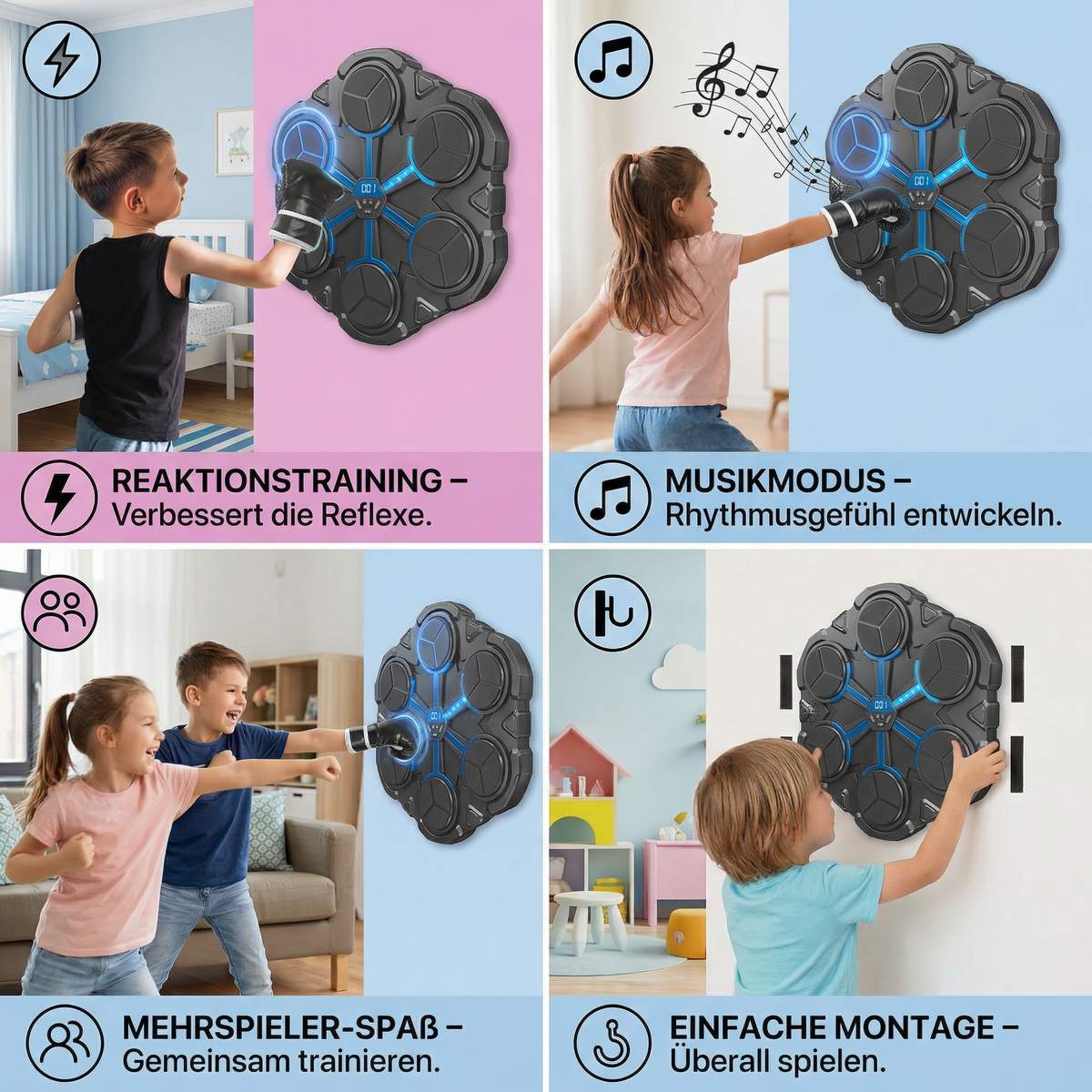 Bluetooth Musik-Boxtrainer für die Wand – Interaktives Boxziel mit Licht & Sound