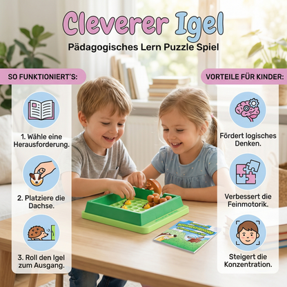 Cleverer Igel - Pädagogisches Lern Puzzle Spiel für Kinder