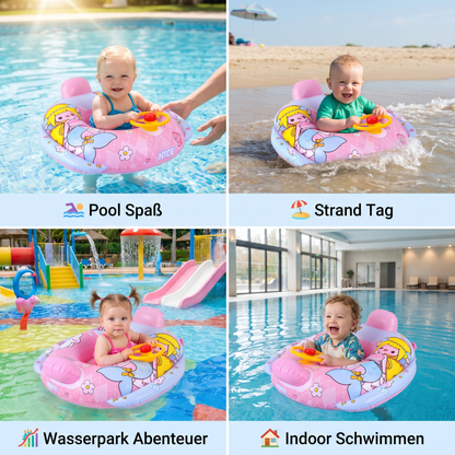 Aufblasbarer Babyschwimmring mit Sitz und Spiel Lenkrad