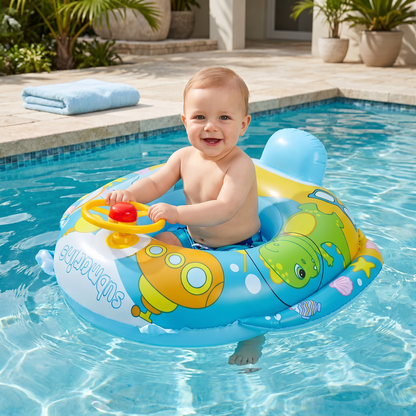 Aufblasbarer Babyschwimmring mit Sitz und Spiel Lenkrad