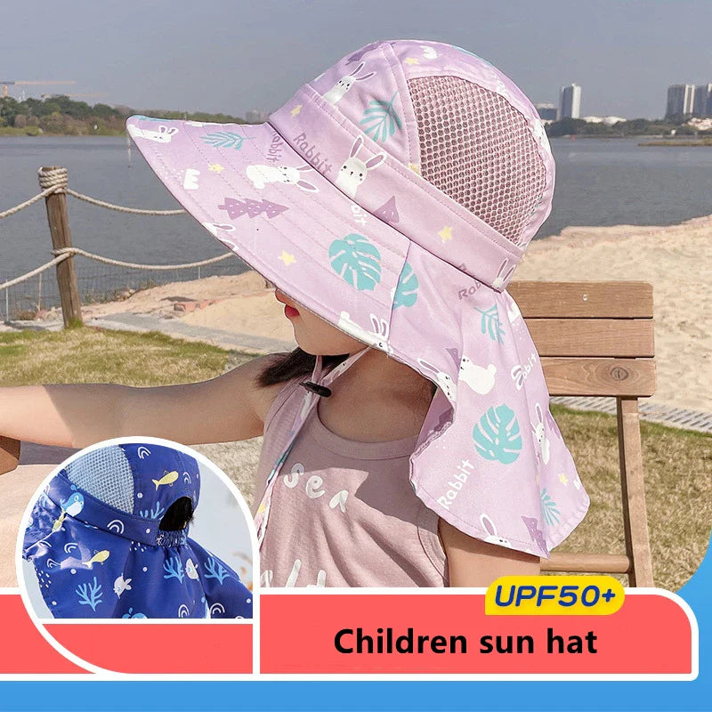 Kinder Sonnenhut mit UPF 50+ - Verstellbare Kinnbänder und Breite Krempe