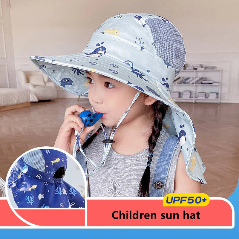 Kinder Sonnenhut mit UPF 50+ - Verstellbare Kinnbänder und Breite Krempe