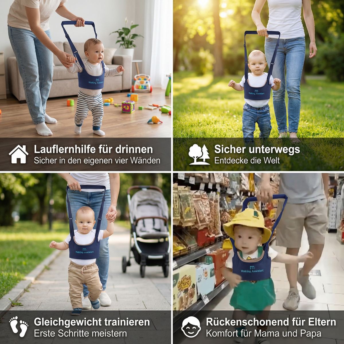 Verstellbare Baby-Lauflernhilfe mit Sicherheitsgurt