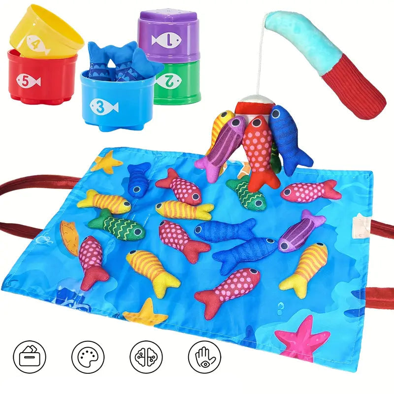 Montessori Plüsch Fischteich Spielzeug