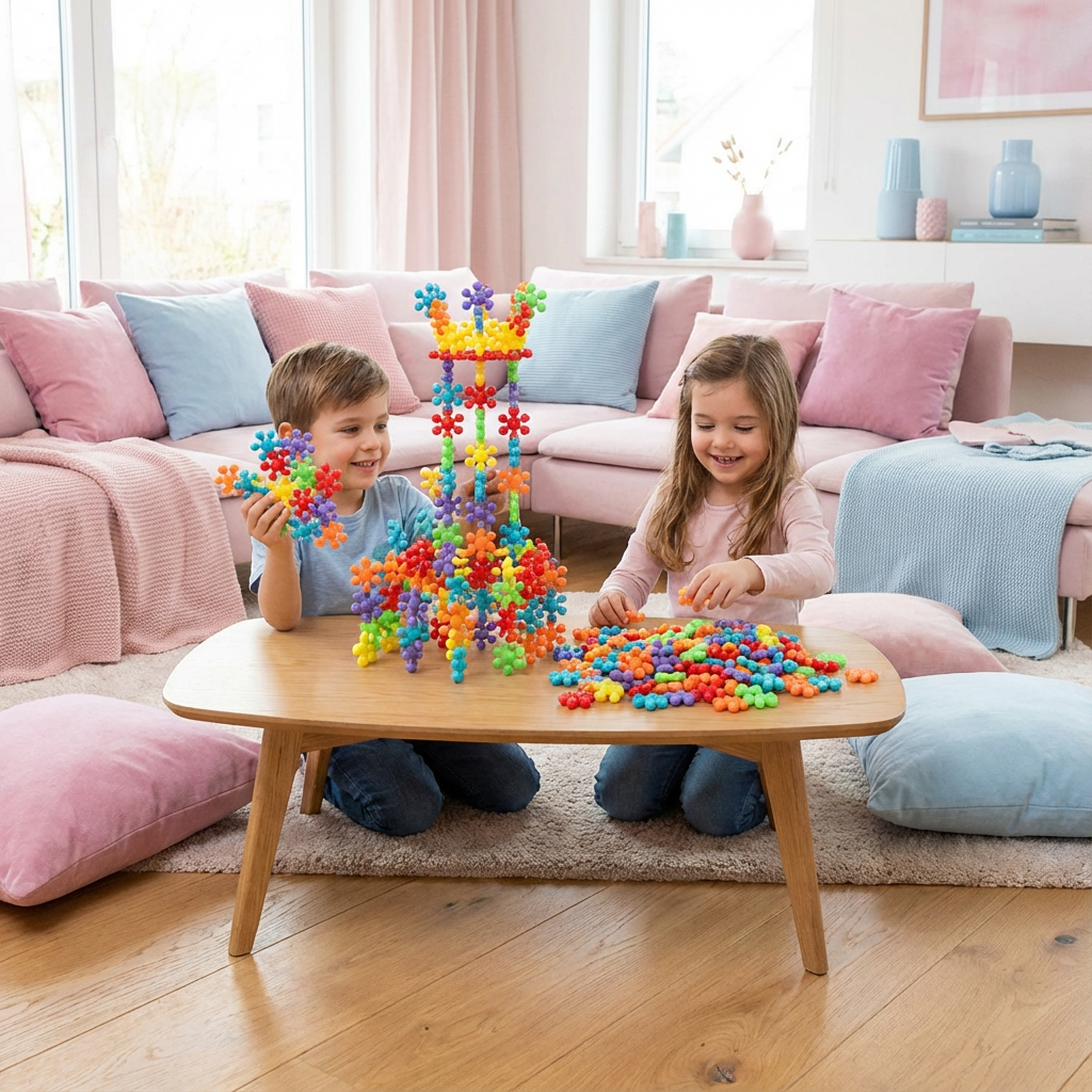 Kreative Montessori Schneeflocken Bausteine