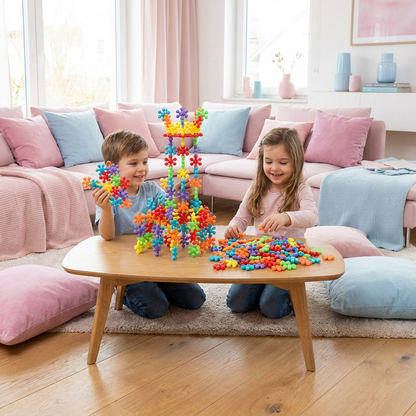 Kreative Montessori Schneeflocken Bausteine