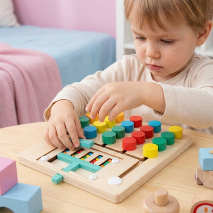 Vierfarben Logik Sortierspiel aus Holz – Montessori Lern- & Denkspiel für Kinder