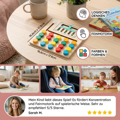 Vierfarben Logik Sortierspiel aus Holz – Montessori Lern- & Denkspiel für Kinder