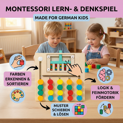 Vierfarben Logik Sortierspiel aus Holz – Montessori Lern- & Denkspiel für Kinder