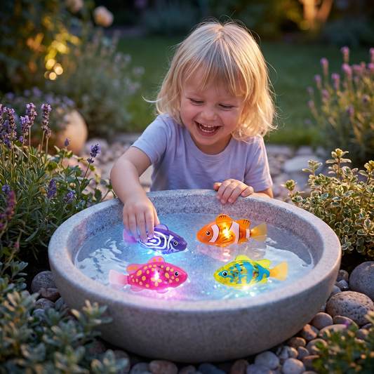 LED Schwimmfisch Spielset – Automatisch aktivierte Leuchtfische für Pool & Bad