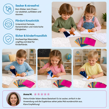 DIY-Folienkunst-Bastelset – Sauberes Tierbasteln für Kinder