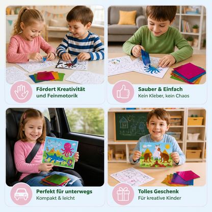 DIY-Folienkunst-Bastelset – Sauberes Tierbasteln für Kinder