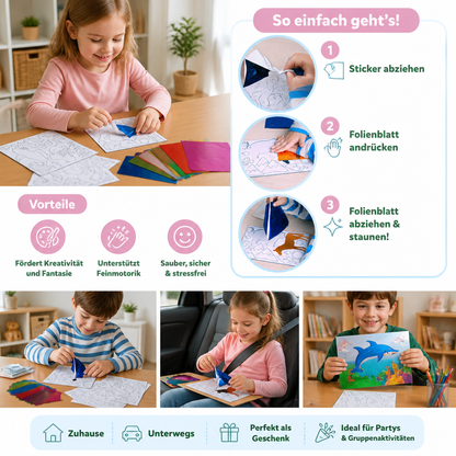 DIY-Folienkunst-Bastelset – Sauberes Tierbasteln für Kinder