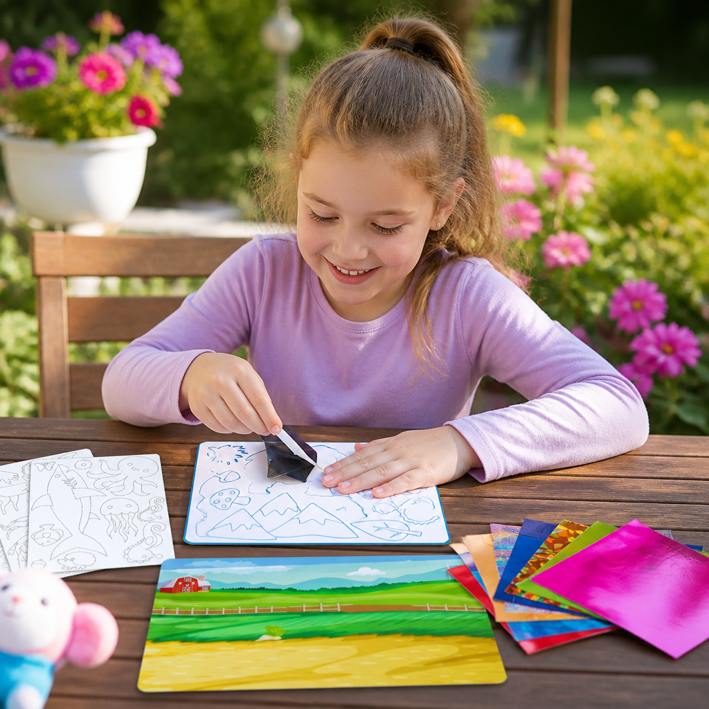 DIY-Folienkunst-Bastelset – Sauberes Tierbasteln für Kinder