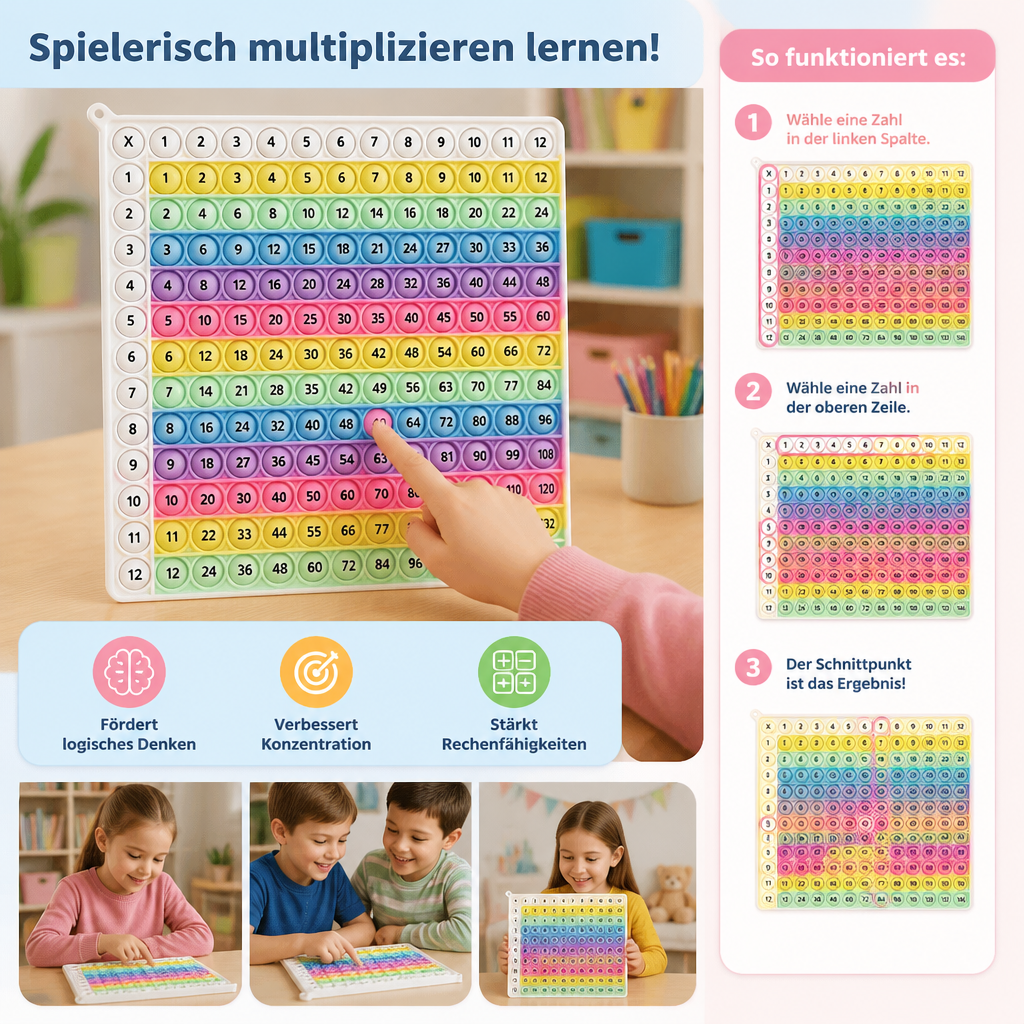 Rainbow Pop Math – Lernspielzeug zum Multiplizieren mit Fidget-Effekt