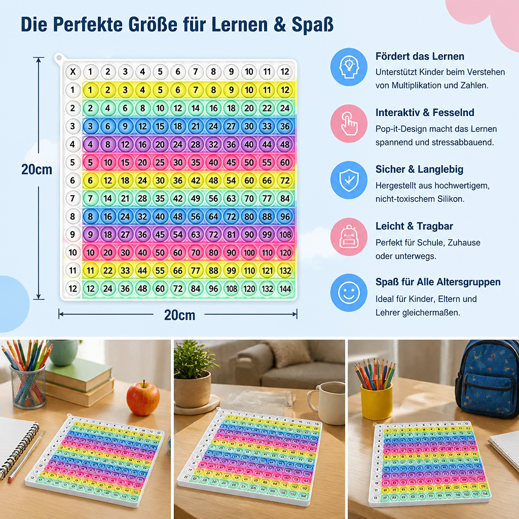 Rainbow Pop Math – Lernspielzeug zum Multiplizieren mit Fidget-Effekt