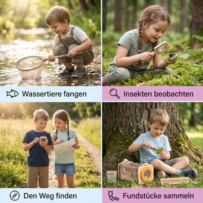 Kinder Natur Entdecker Set mit Kescher Lupe und Kompass