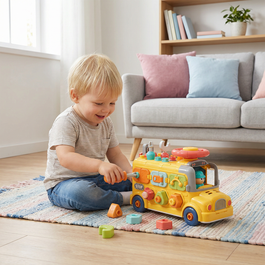 7in1 Montessori Schraubbus – Bau & Motorik Lernspielzeug zum Zerlegen und Zusammenbauen