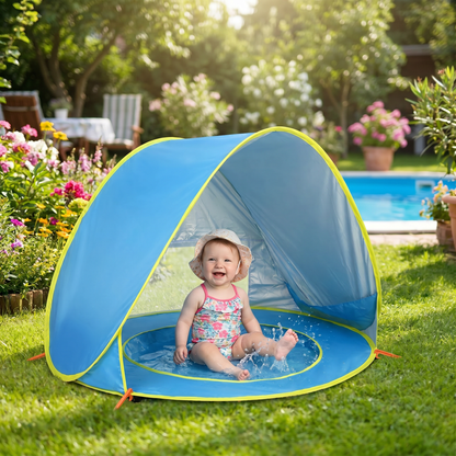 Pop-Up Baby Strandzelt mit integriertem Pool & UV-Schutz – Tragbarer Sonnenschutz für Kinder